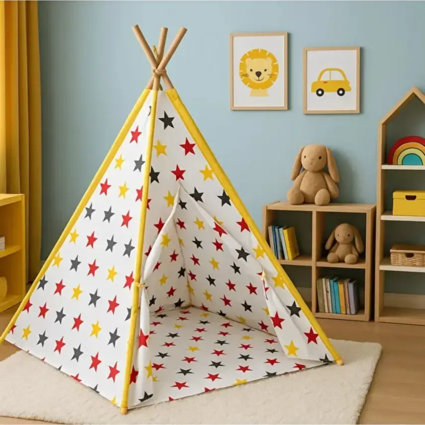 Ahşap Kızılderili Oyun Çadırı Stars - 1