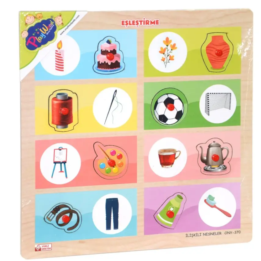 Ahşap Tutmalı Eşleştirme Puzzle- İlişkili Nesneler - 2