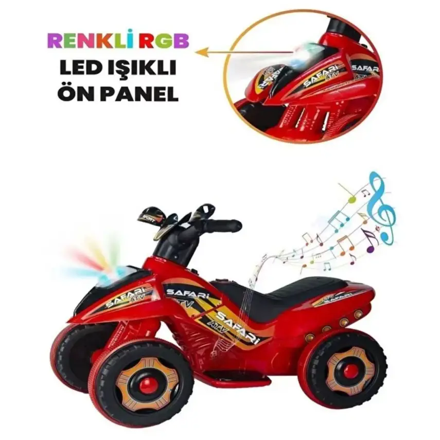 Akülü Atv Müzikli ve Led Işıklı 6V Safari Kırmızı - 6