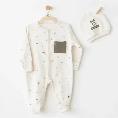 Andy Wawa Erkek Tulum Şapka Takım My 1st Wardrobe Ekru