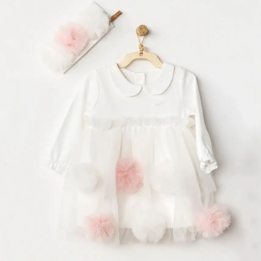 Andy Wawa Kız Elbise Bant Takım Petit Love Ekru - 2