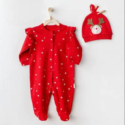 Andy Wawa Tulum Şapka Takım Velvet Happy Newyear Kırmızı - 1