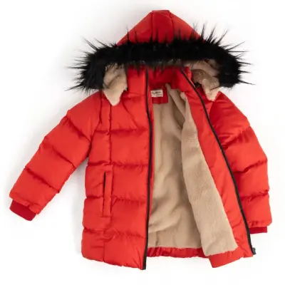 Angeltouch Kız Su Geçirmez Kaban Kare Desen Kırmızı