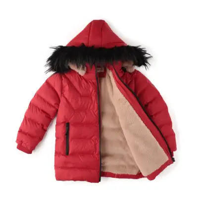 Angeltouch Kız Su Geçirmez Kaz Tüyü Kaban Kırmızı