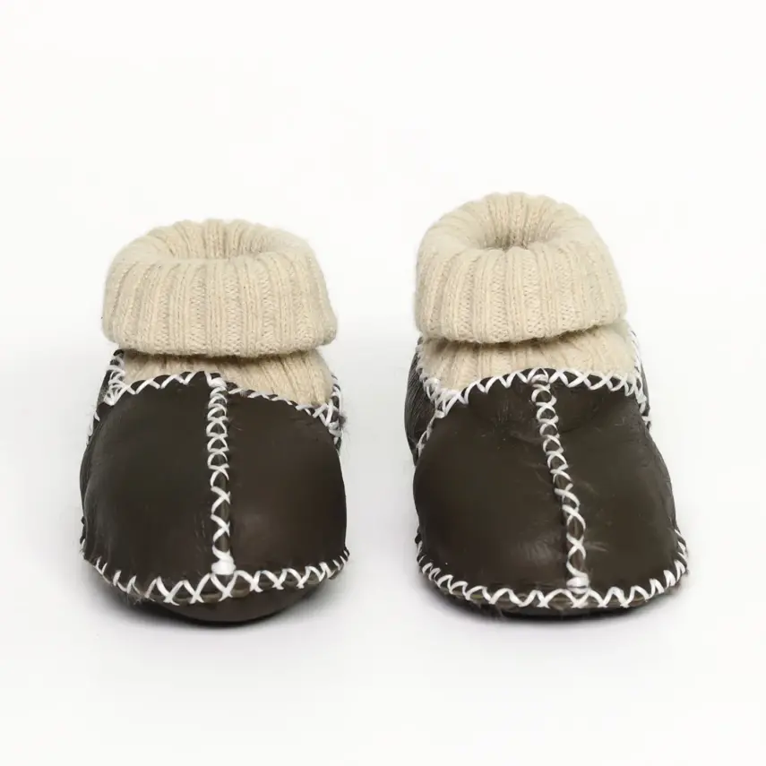 Angeltouch Unisex Bebe Patik Deri Lüx Antrasit - 16