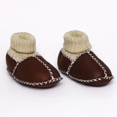 Angeltouch Unisex Bebe Patik Deri Lüx Kahverengi - 7