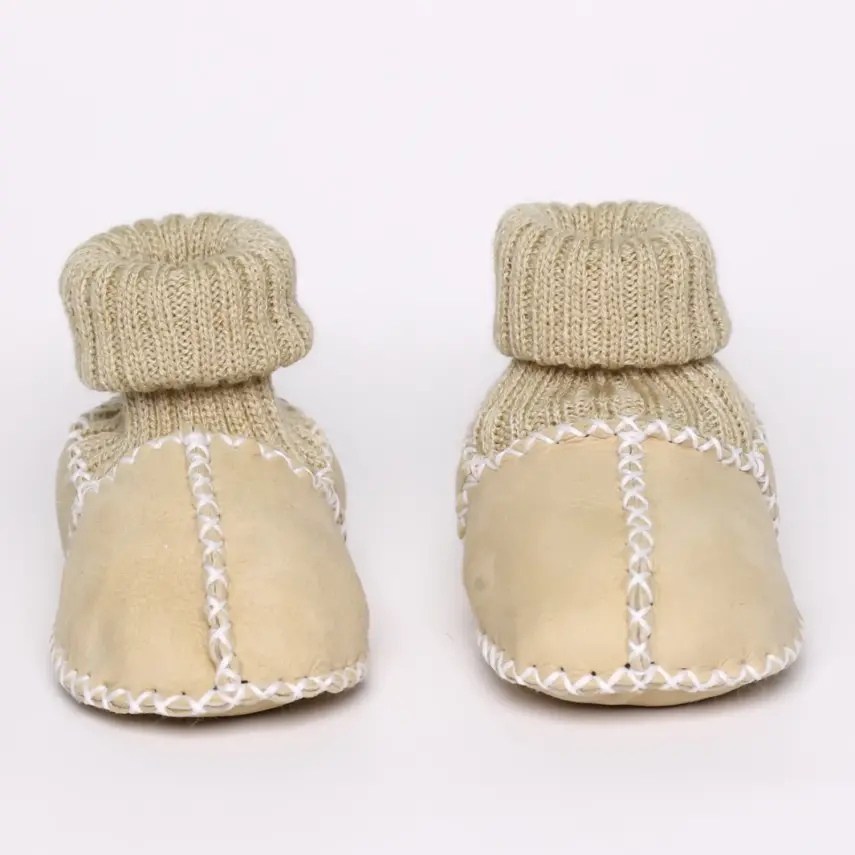 Angeltouch Unisex Bebe Patik Deri Lüx Krem - 3