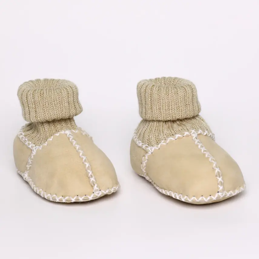 Angeltouch Unisex Bebe Patik Deri Lüx Krem - 5