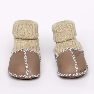 Angeltouch Unisex Bebe Patik Deri Lüx Sütlü Kahve - 10