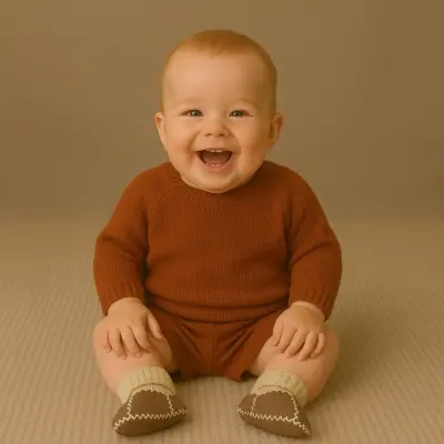 Angeltouch Unisex Bebe Patik Deri Lüx Sütlü Kahve - 7