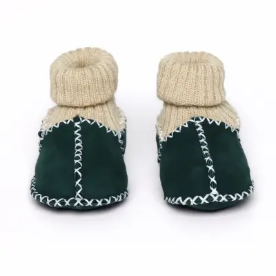 Angeltouch Unisex Bebe Patik Deri Lüx Yeşil - 3