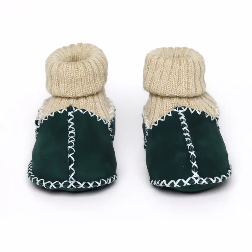 Angeltouch Unisex Bebe Patik Deri Lüx Yeşil - 3