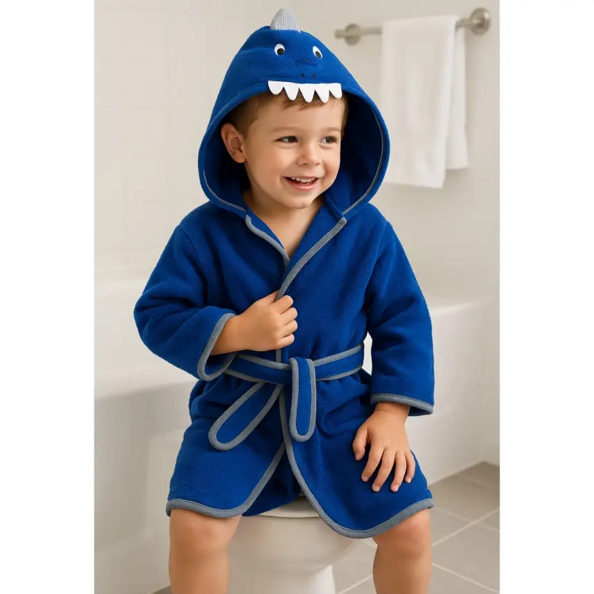 Angeltouch Unisex Bebek Bornozu Figürlü Mavi - 1