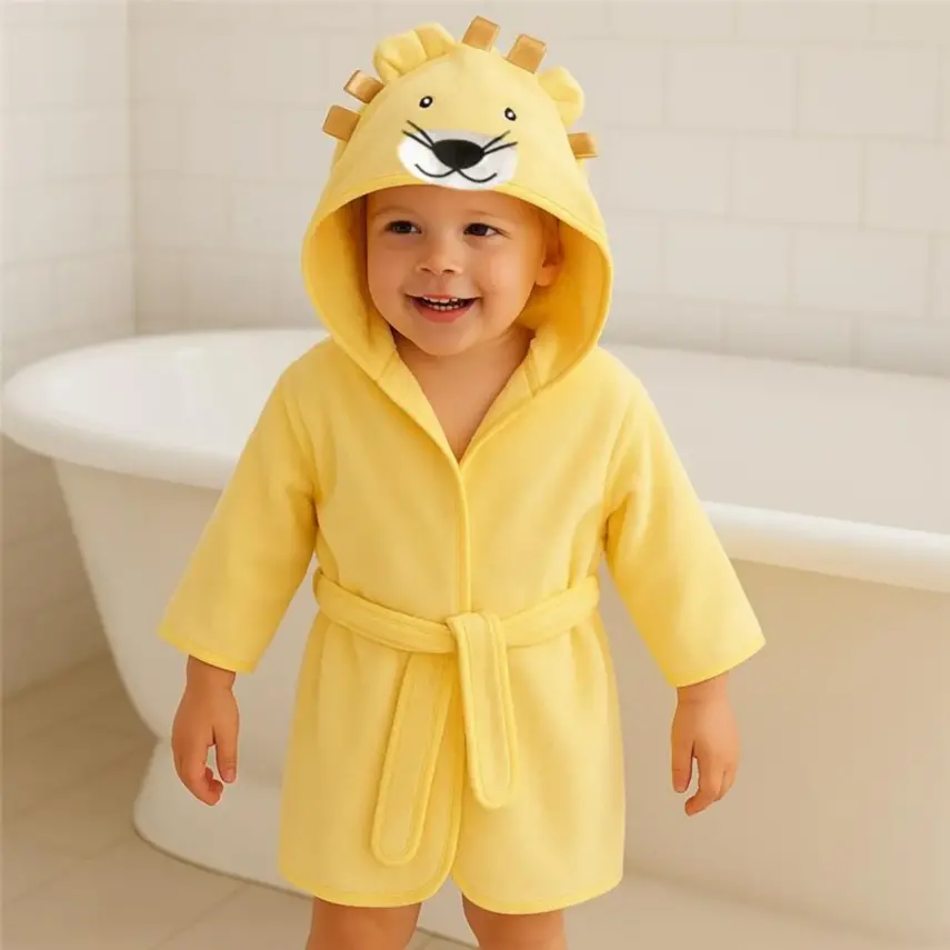 Angeltouch Unisex Bebek Bornozu Figürlü Sarı - 1