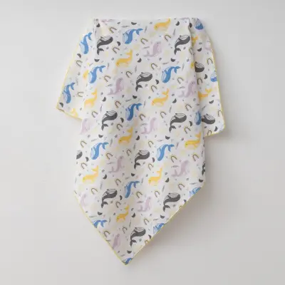 Baby Mammas Çok Amaçlı Bebek Müslin Örtü Balıklı 80x90cm Sarı