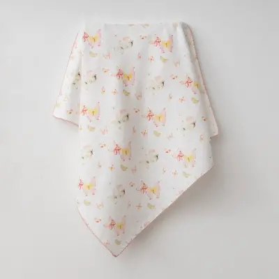 Baby Mammas Çok Amaçlı Bebek Müslin Örtü Kelebek 80x90cm Pembe