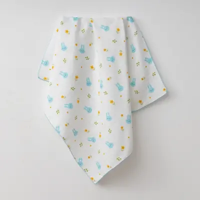 Baby Mammas Çok Amaçlı Bebek Müslin Örtü Tavşan 80x90cm Turkuaz