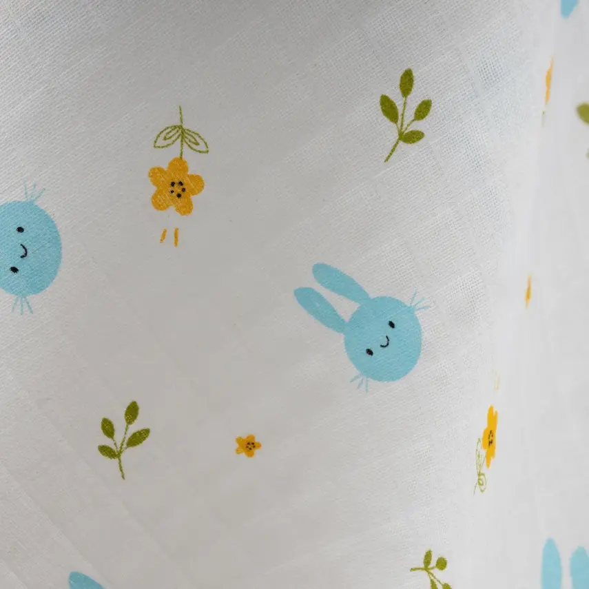 Baby Mammas Çok Amaçlı Bebek Müslin Örtü Tavşan 80x90cm Turkuaz - 2