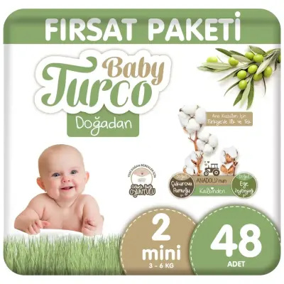 Baby Turco Doğadan Bebek Bezi 2 Beden Mini 48li Fırsat Paketi