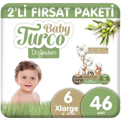 Baby Turco Doğadan Bebek Bezi 6 Beden XLarge 46lı Fırsat Paketi