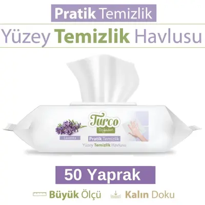 Baby Turco Doğadan Yer Temizlik Havlusu Lavanta 50li