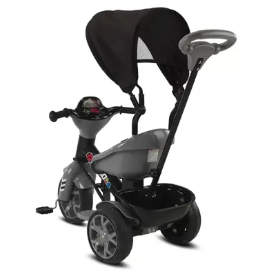 Babyhope Bobo Tenteli İtmeli Bisiklet Gri (1)