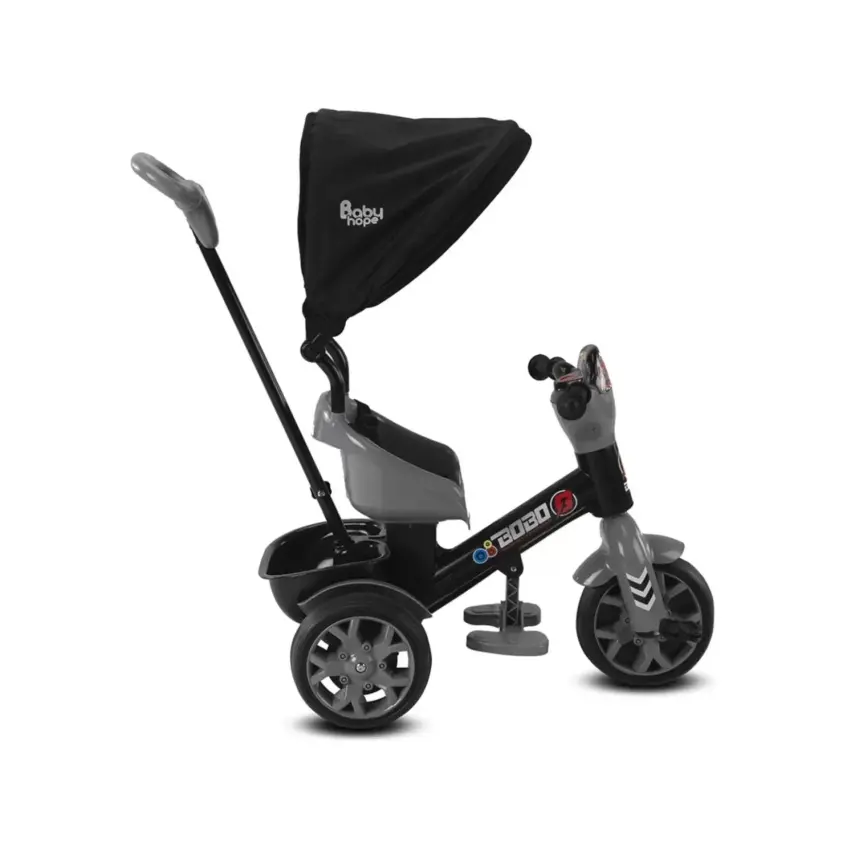 Babyhope Bobo Tenteli İtmeli Bisiklet Gri - 3