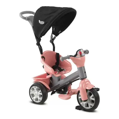 Babyhope Bobo Tenteli İtmeli Bisiklet Pembe-Gri (1)