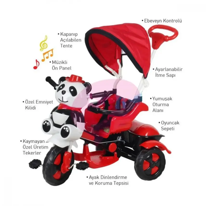 Babyhope Little Panda Bisiklet Kırmızı Siyah - 3