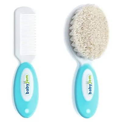 Babyjem Doğal Kıl Fırça Tarak Seti Mavi