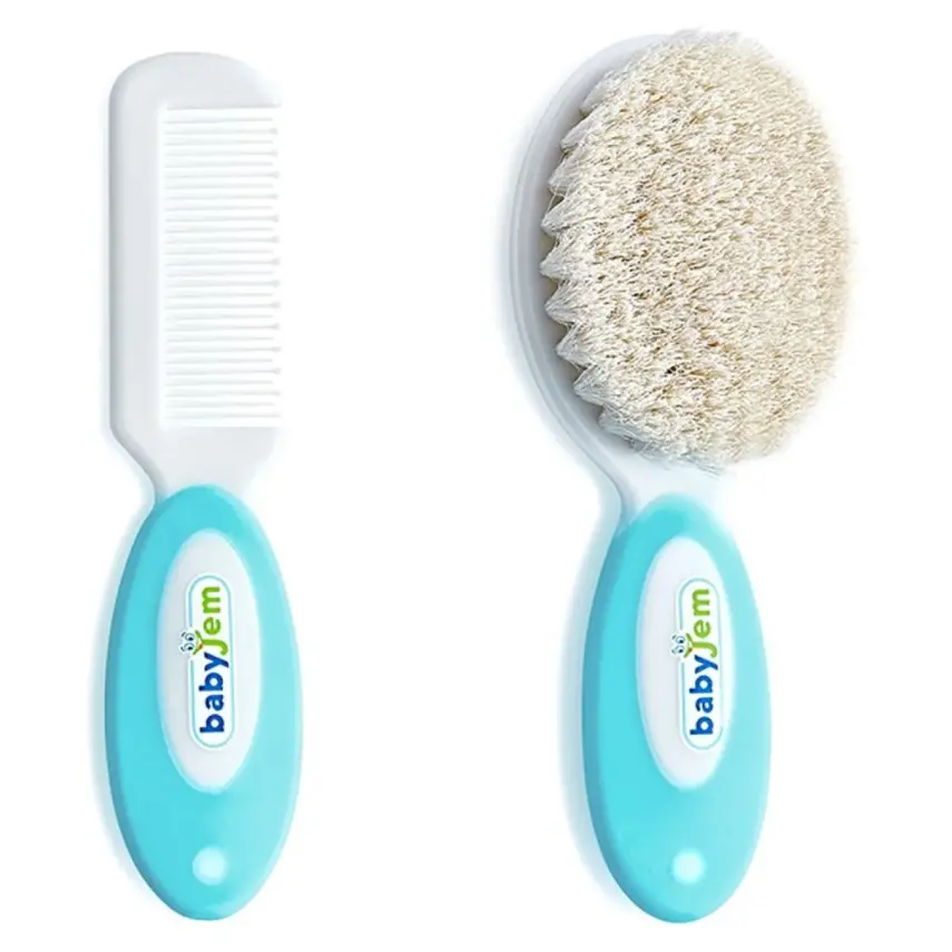 Babyjem Doğal Kıl Fırça Tarak Seti Mavi - 1