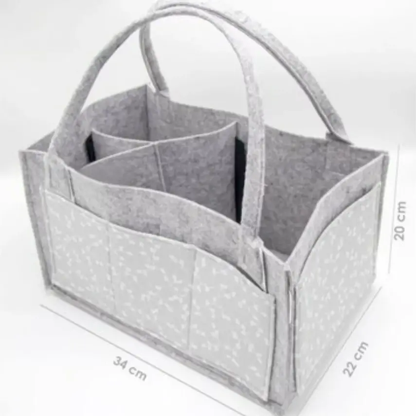 Babyjem Keçe Anne Bebek Bakım Çantası Düzenleyici Organizer Gri Çiçek - 4