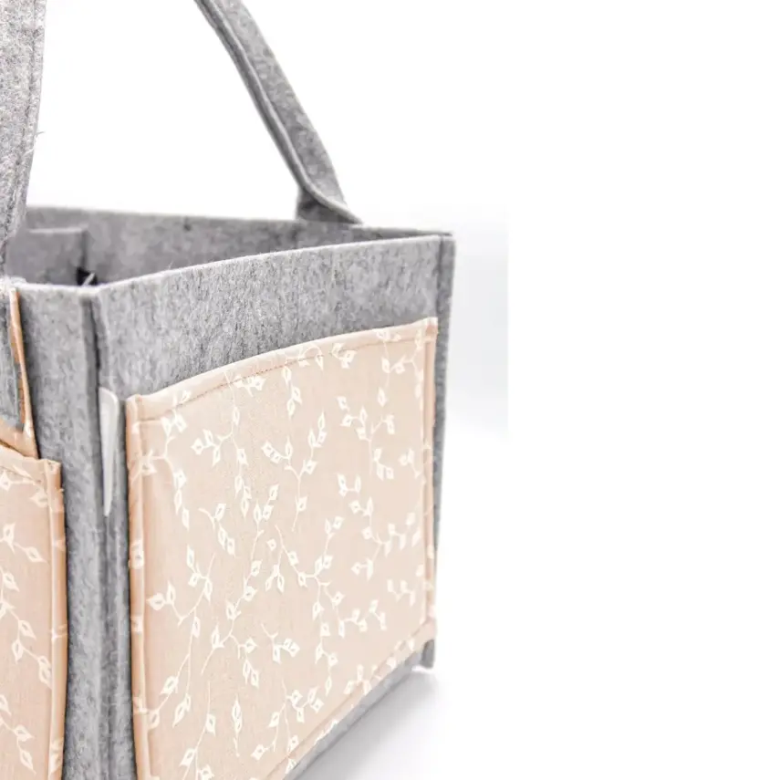 Babyjem Keçe Anne Bebek Bakım Çantası Düzenleyici Organizer Somon Çiçek - 3