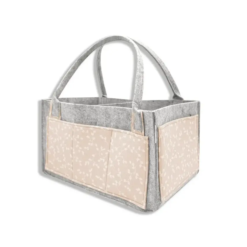 Babyjem Keçe Anne Bebek Bakım Çantası Düzenleyici Organizer Somon Çiçek - 1