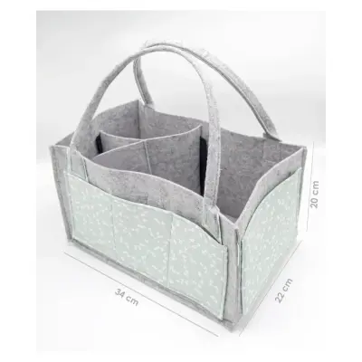 Babyjem Keçe Anne Bebek Bakım Çantası Düzenleyici Organizer Yeşil Çiçek - 2