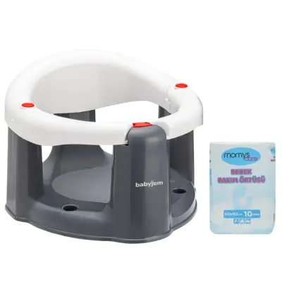 Babyjem Önden Açılır Bebek Banyo&Mama Oturağı Beyaz + Momys Care Bebek Bakım Örtüsü 60*90 cm 10lu