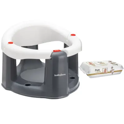 Babyjem Önden Açılır Bebek Banyo&Mama Oturağı Beyaz-Pure Baby Organik Pamuklu Bebek Islak Havlu 90lı