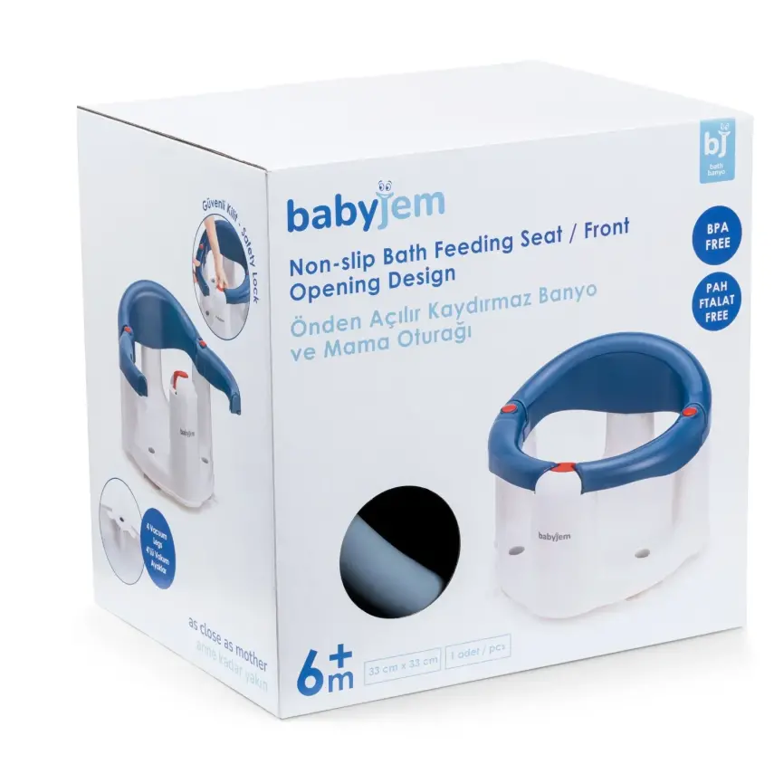 Babyjem Önden Açılır Bebek Banyo&Mama Oturağı İndigo Mavi - 13