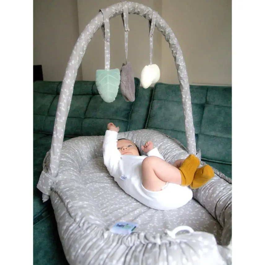 Babyjem Oyuncaklı Anne Baba Yanı Yatağı Gri Çiçek - 8