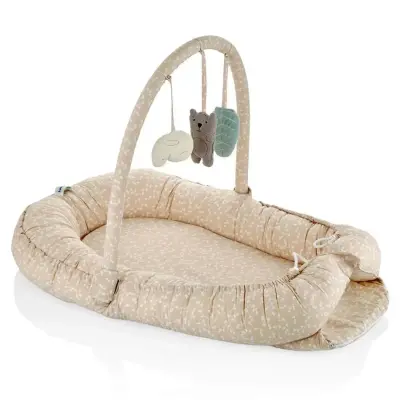 Babyjem Oyuncaklı Anne Baba Yanı Yatağı Somon Çiçek