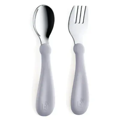 Babyjem Paslanmaz Çelik Çatal Kaşık Seti Gri