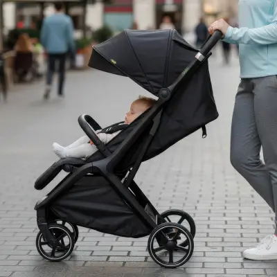 Bagi Taxi Tek Elle Katlanabilir Ultra Hafif Travel Sistem-Seyahat Sistem Bebek Arabası Black - 15