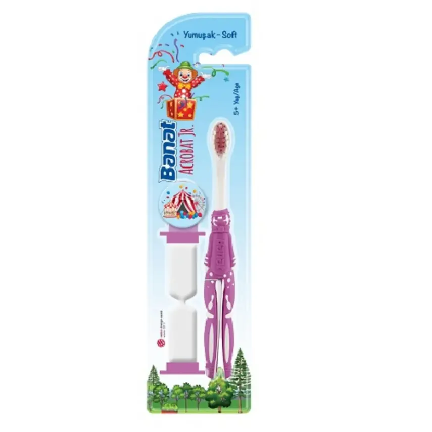 Banat Acrobat Jr Çocuk Diş Macunu 35 ml,Çocuk Diş Fırçası Kum Saatli Soft Acrobat Jr. 5+ Yaş - 6