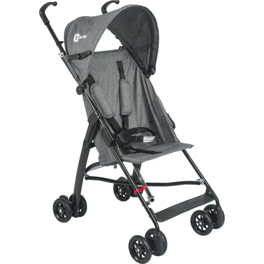Be-Be Basic Pratik Ultra Hafif Katlanabilir Baston Bebek Arabası  Siyah Gri - 1