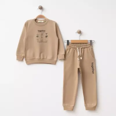 Bebolly 2li Takım Together Baskılı Sütlü Kahve 