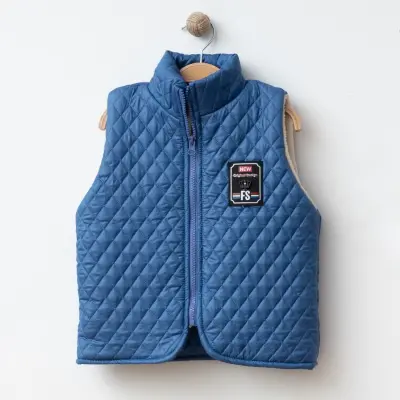 Bebolly Erkek Yelek Baklava Desenli İndigo