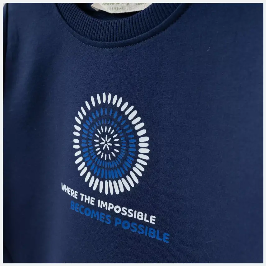 Bebolly Sweartshirt Parçalı Becomes Baskılı Lacivert - 2