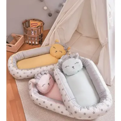 Bibaby Anne & Baba Yanı Yatağı Baby Nest Lüx Cute Cat Sarı - 3