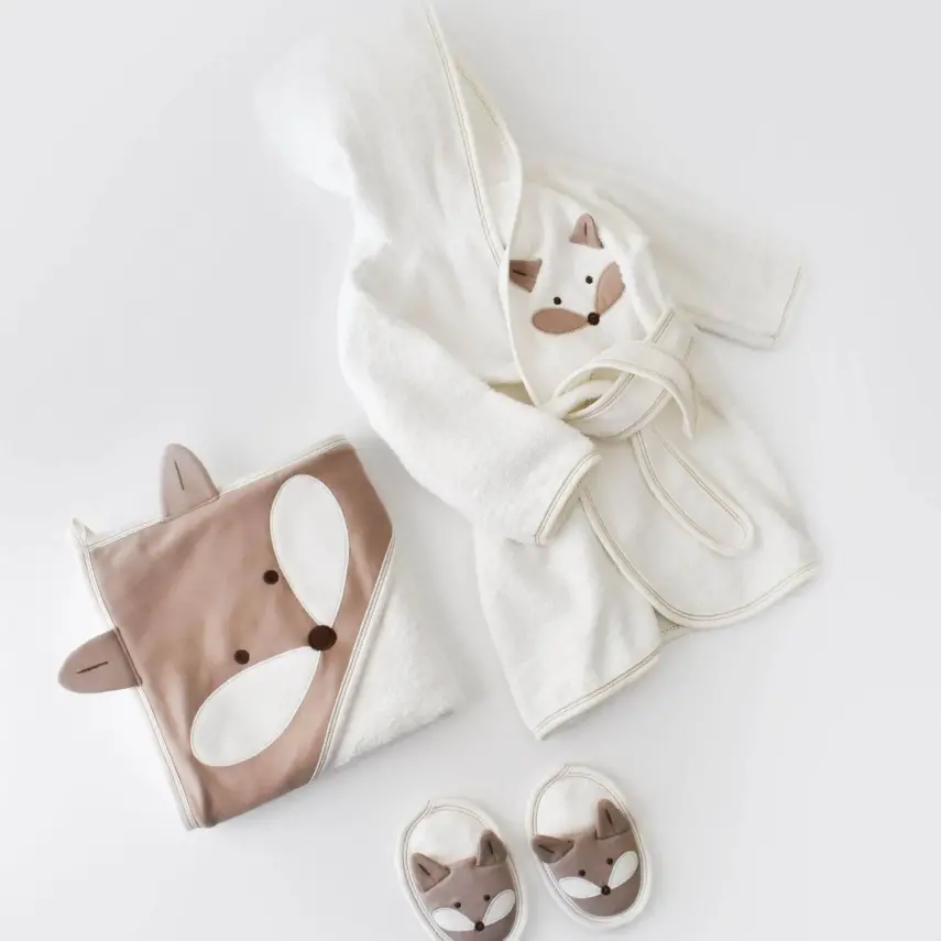 Bibaby Erkek Bornoz Takımı Sweet Fox Ekru - Kahverengi - 1