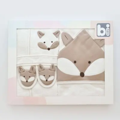 Bibaby Erkek Bornoz Takımı Sweet Fox Ekru - Kahverengi - 6